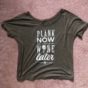 Club Pilates green tshirt